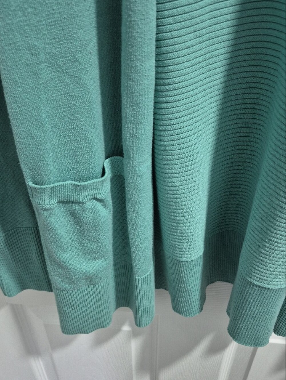 Time and Tru Seafoam Open-Front Ribbed Cardigan - Picture 5 of 6
